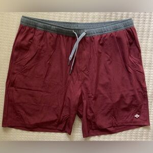 Burlebo Athletic Gym Shorts Mens 2XL Maroon Camo Pockets Brief Lined 8” Inseam